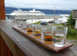 Icy Straigt Vodka, 50 Fathoms Gin, Boatwright Bourbon, Old School Whiskey, Wrack Line Rye, Green Siren Absinth