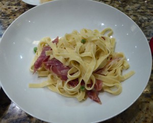 Tagliatelle with Prosciutto and Peas
