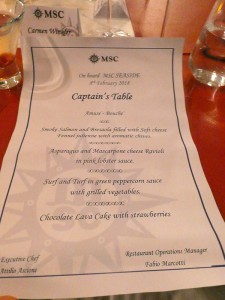 Menü Captain´s Table