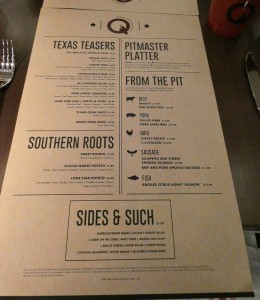 Speisekarte Q Texas Smokehouse