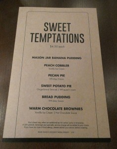 Q Texas Smokehouse Dessertkarte