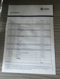 Preisliste Minibar