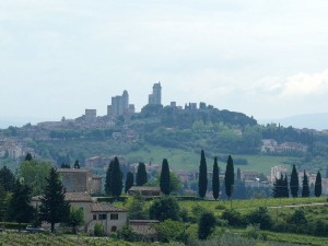 erster Blick auf San Gimignano