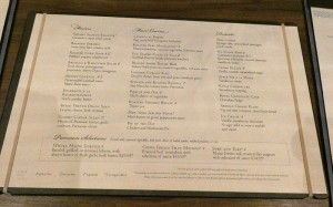Speisekarte Hauptrestaurant