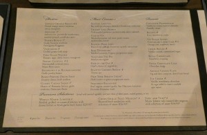 Speisekarte Hauptrestaurant