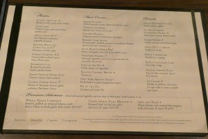 Speisekarte Hauptrestaurant
