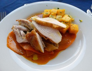Huhn mit Polenta und Kürbis