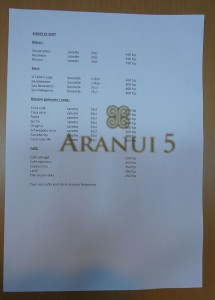 Getränke-Preise im Restaurant