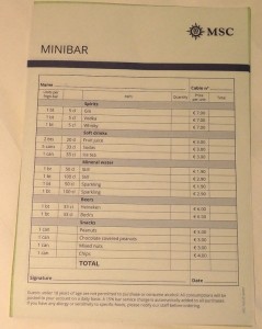 Preisliste Minibar