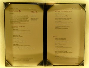 Speisekarte Hauptrestaurant