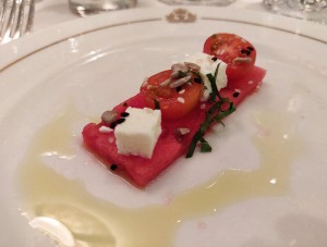 Salad of Watermelon, Basil and Feta