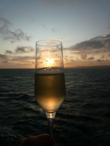 Sekt und Sonnenuntergang