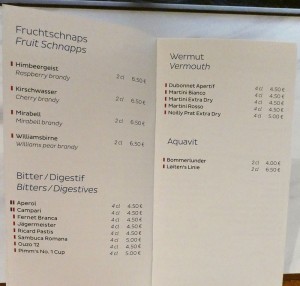 Getränkekarte