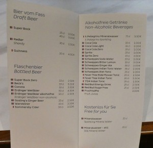 Getränkekarte