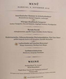 Menü des ersten Abends