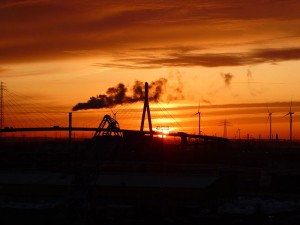 Sonnenuntergang Köhlbrandbrücke