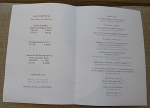 Menu Abendessen Tag 1