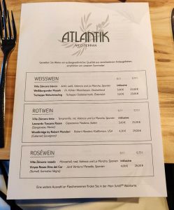 Speisekarte Atlantik Mediterran