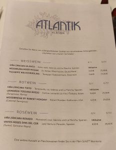 Speisekarte Atlantik Klassik