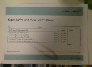 Preise Wasser und Kaffeekapseln