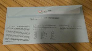 Kabinenkarte im Umschlag