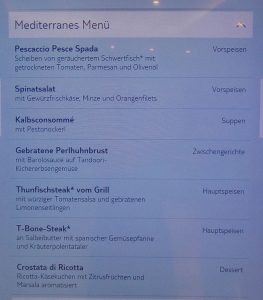 Speisekarte Atlantik Mediterran