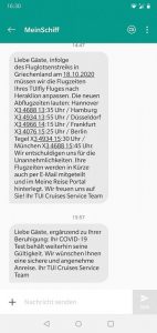Benachrichtigung für Flugänderung