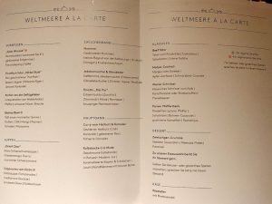 Weltmeere - À La Carte Menü