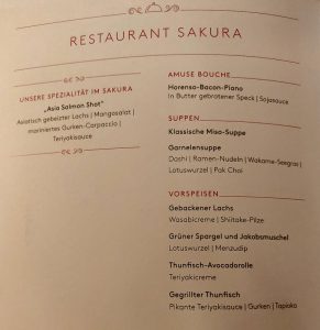 Sakura - Speisekarte