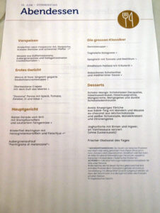 Abendessen Tag 1