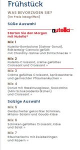 Frühstückskarte