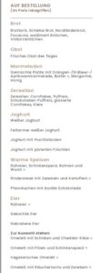 Frühstückskarte