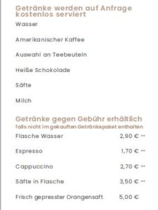 Frühstückskarte