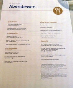 Abendessen Tag 5