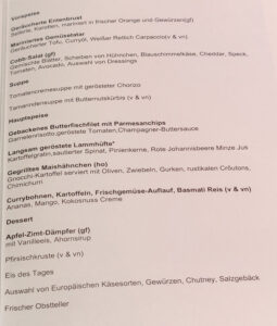Menü Tag 1