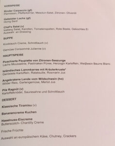 Abendessen Tag 6