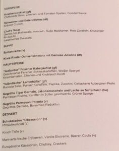 Abendessen Tag 10