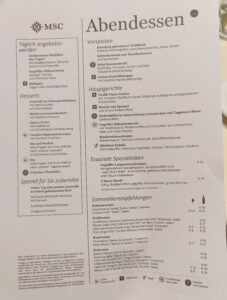 Abendessen Tag 1