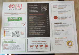 Menü Hola! Tacos & Cantina