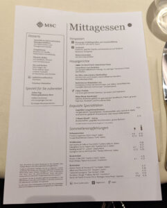 Mittagessen Hauptrestaurant