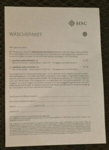 Wäschereipaket an Bord