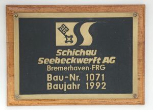 Bauschild der Werft