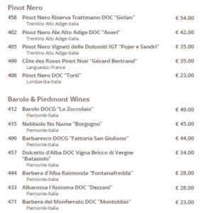 Weinkarte