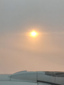 vernebelter Sonnenuntergang