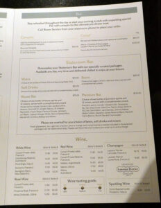 Room Service Karte