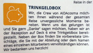Hinweis auf freiwilliges Trinkgeld