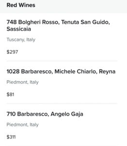 Weinkarte