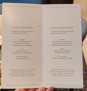 Frühstückskarte