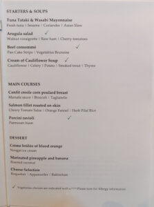 English Menu