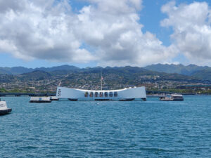 Blick auf das U.S.S. Arizona Memorial